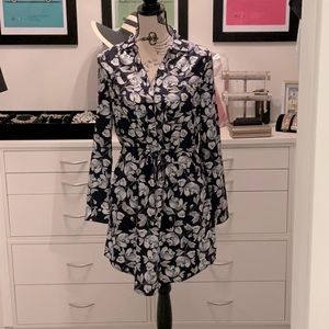 Blue Floral Dress—And it has POCKETS 💓style with a belt jacket over knee boots